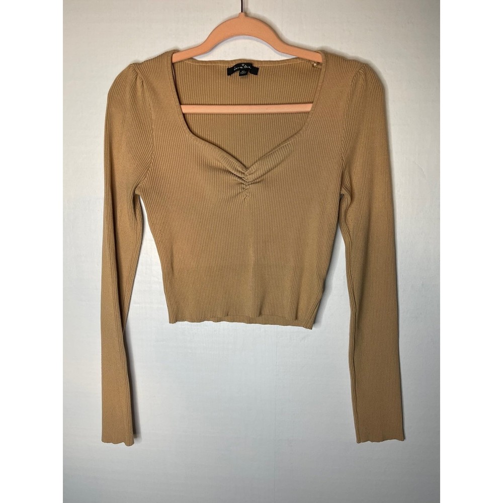 Love Tree Nude Ribbed Long Sleeve Sweater Blouse size XL